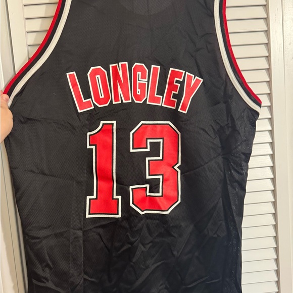 Vintage 90s Champion Bulls Black and Red Jersey Luc Longley - Picture 2 of 4